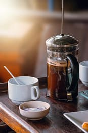 drinking cup of french press coffee