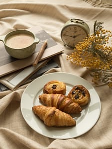 Coffee accompaniments with croissants